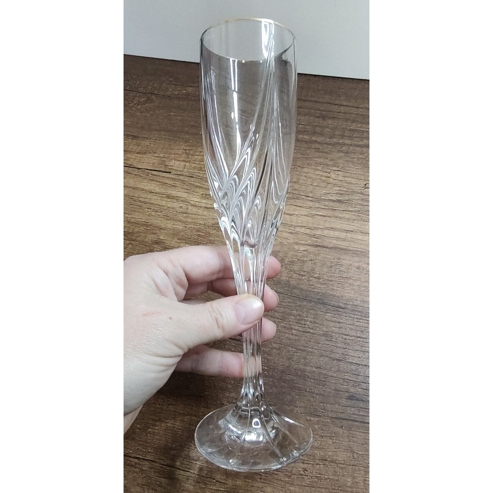 Lenox Debut Gold Trim Replacement Crystal Clear Champagne Flutes Swirl Elegant - Picture 3 of 4
